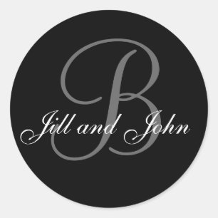 Wedding Custom Monogram & Names Black & Grey Seal