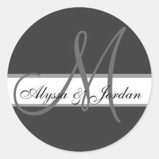 Wedding Custom Monogram & Names Grey Seal