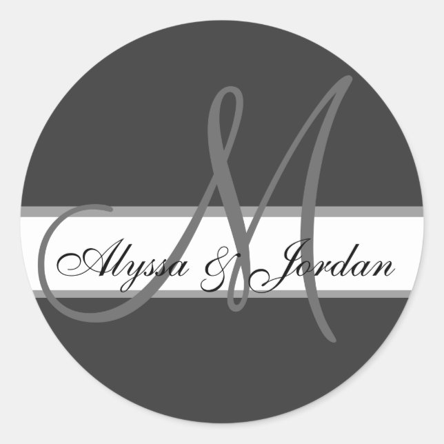 Wedding Custom Monogram & Names Grey Seal (Front)