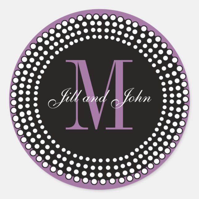 Wedding Custom Monogram & Names Purple Label (Front)