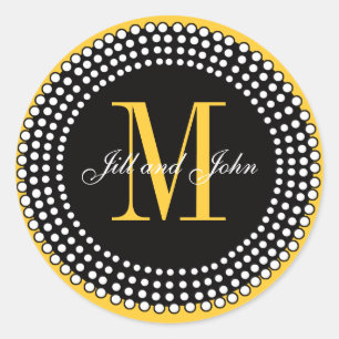 Wedding Custom Monogram & Names Yellow Seal