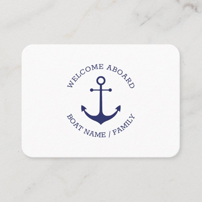 Wedding custom name Welcome Aboard nautical anchor Place Card (Front)