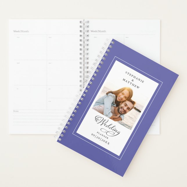 Wedding Custom Photo Periwinkle Elegant Script Planner (Display)