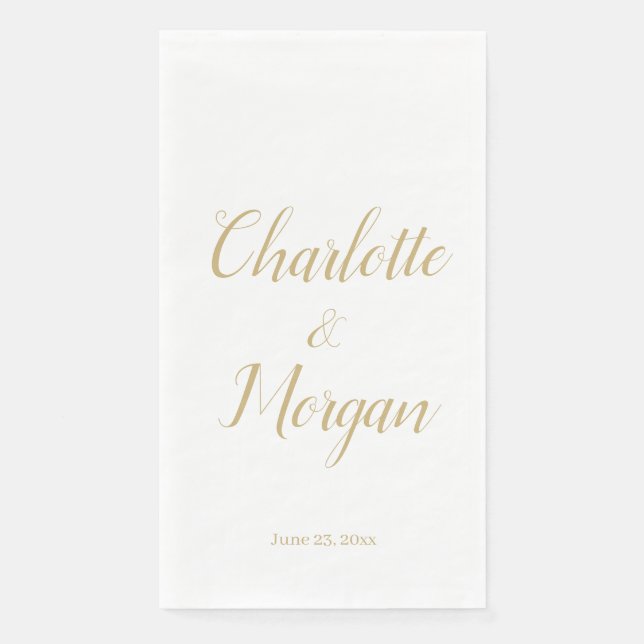 Wedding custom script bride groom names date napkin (Front)