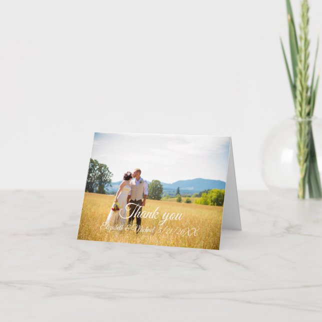 Wedding Customizable Thank You flat card  (Front)