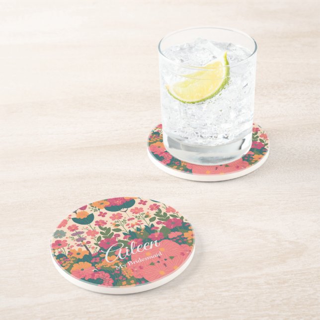 Wedding Customized Bridesmaid Gift Idea  Coaster (Side)