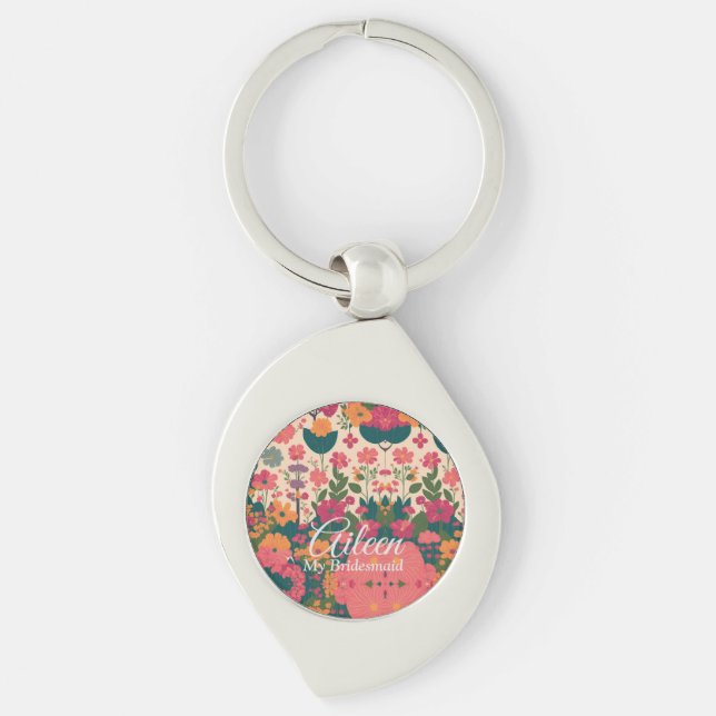 Wedding Customized Bridesmaid  Keychain (Front)