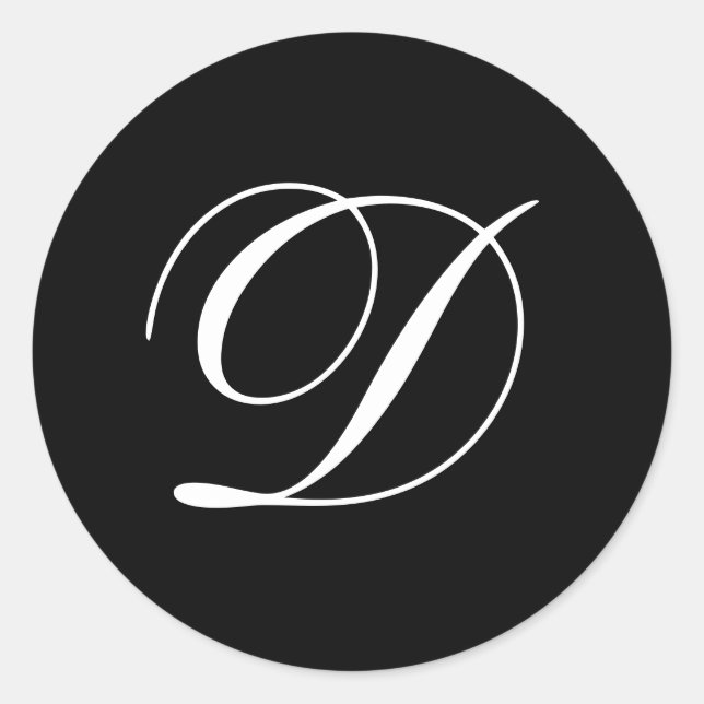 Wedding D Monogram Black Stickers (Front)