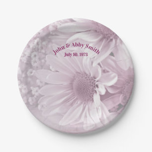 Wedding daisy bouquet in pink blush paper plate