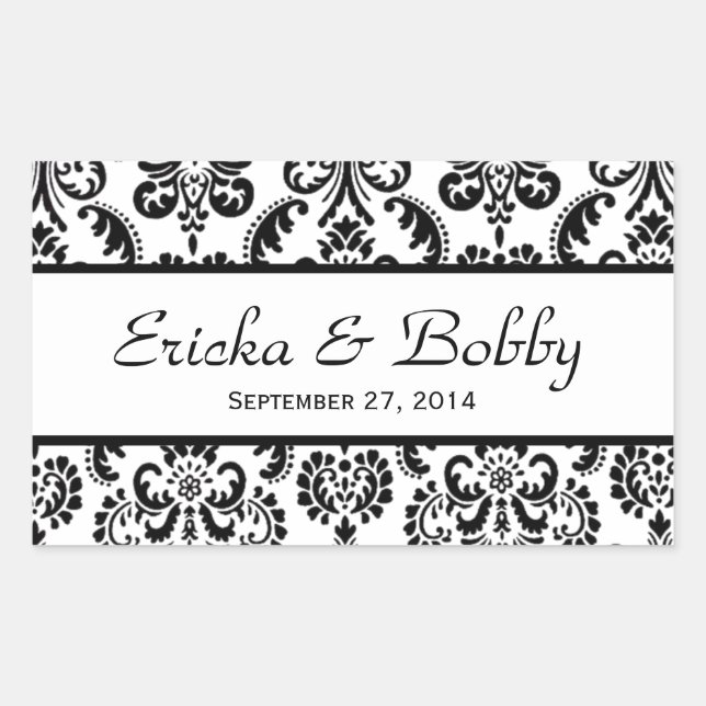 Wedding Damask Black and White V02 Sticker (Front)
