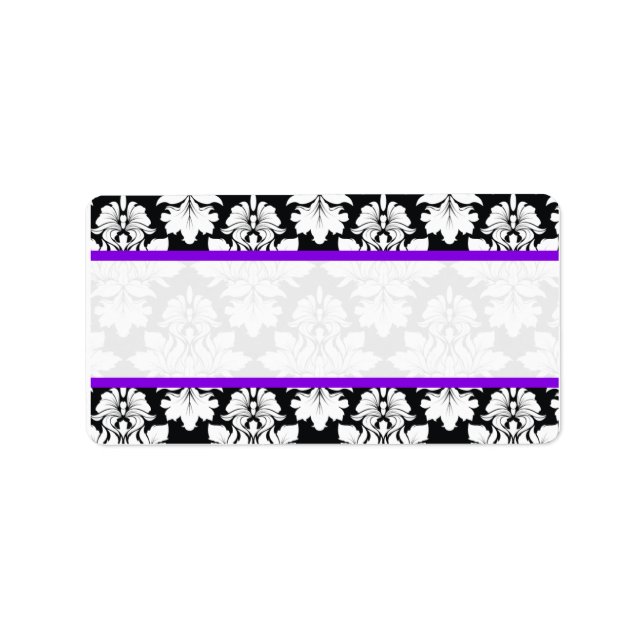 Wedding Damask Purple Address Labels (Front)