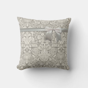 Wedding Damask Vintage White Wedding Old Lace Throw Pillow