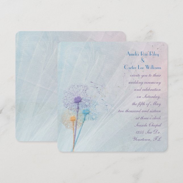 Wedding Dandelion Bouquet Invitation (Front/Back)