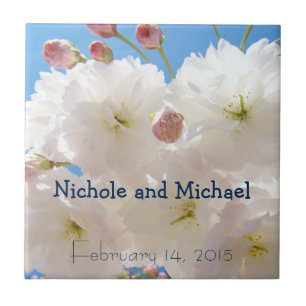 Wedding Date gifts Tiles art Bride Groom Names