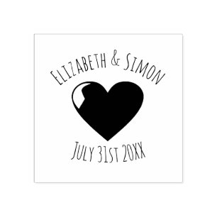 Wedding Date Heart Bride and Groom Stamp