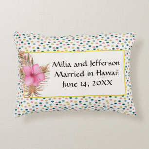 Wedding Date Memory Pillow Dotted with Flowers