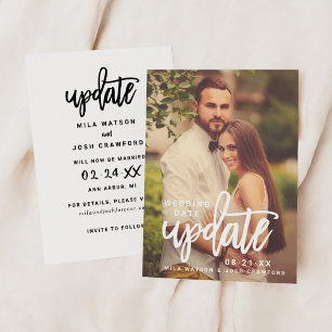 Wedding Date Update Brushed Script Photo Save The Date