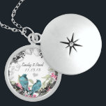 Wedding Date Vintage Birds Anniversary Locket Necklace<br><div class="desc">Love Birds Keepsake Necklaces Choose either Silver Plated or Sterling Silver</div>