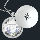 Wedding Date Vintage Birds Anniversary Necklace<br><div class="desc">Keepsake Necklaces Choose either Silver Plated or Sterling Silver</div>