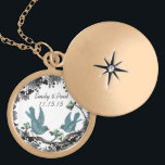 Wedding Date Vintage Birds Anniversary Necklace<br><div class="desc">Wedding Anniversary Keepsake Necklaces Choose either Silver or Gold Plated or Sterling Silver</div>