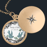 Wedding Date Vintage Birds Anniversary Necklace<br><div class="desc">Wedding Anniversary Keepsake Necklaces Choose either Silver or Gold Plated or Sterling Silver</div>