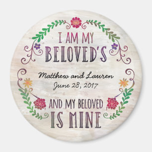 Wedding Date Watercolor, I Am My Beloved's Magnet