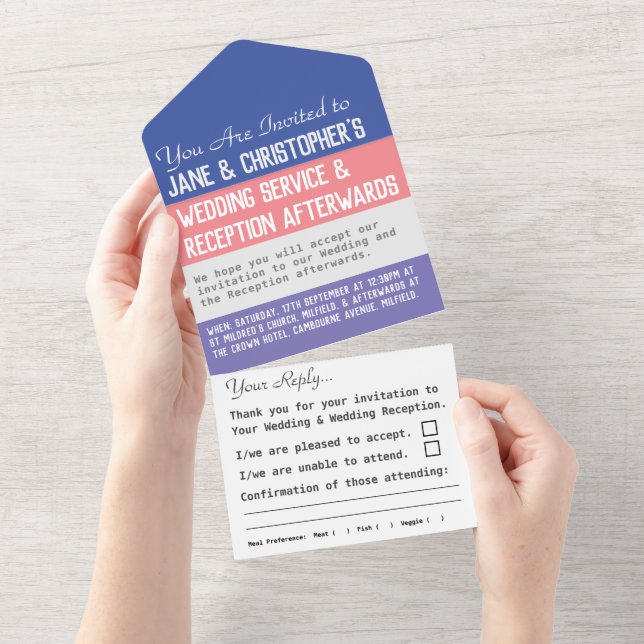 Wedding Day All In One Invitation (Tearaway)