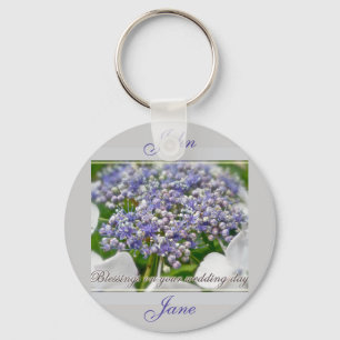 Wedding Day Blessings Blue Lace Hydrangea Keychain