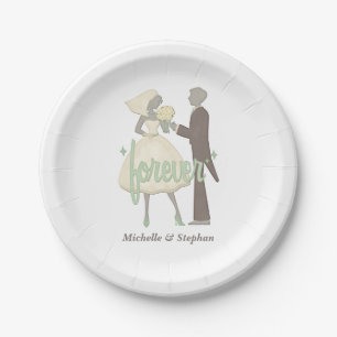 Wedding Day Bride and Groom Personalized Paper Plate