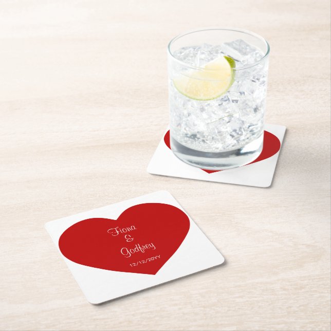 Wedding Day Coasters Romantic Red Heart (Insitu)