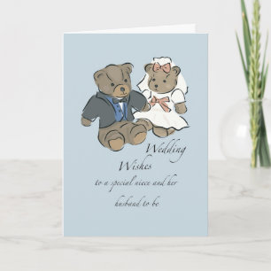 Wedding Day Congratulations Niece with Teddy Bear Card