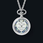 Wedding Day Countdown. Engaged! Fiancee. Add Names Watch<br><div class="desc">My design of a Diamond heart!
Add your new NAMES!
Silver,  White Gold,  Dark Blue,  Teal,  Green Tiles
FOREVER!</div>