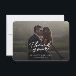 Wedding Day Couples Photo Thank You Card<br><div class="desc">A great and thoughtful way to thank your friends,  family,  and coworkers who showed up to support and celebrate your wedding day with this modern photo thank you cards with script hand lettered "thank you" and a love heart.</div>