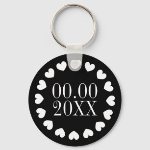 Wedding day date anniversary reminder heart keychain