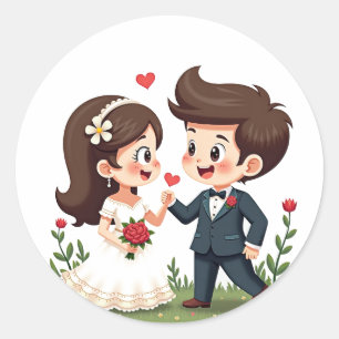 Wedding Day Duo  Classic Round Sticker