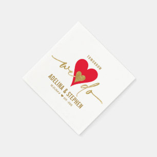Wedding Day Elegant Heart We Do Rehearsal Dinner Napkin