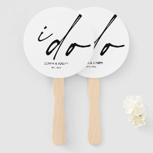 Wedding Day Elegant Script "I Do" Hand Fan