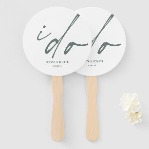 Wedding Day Elegant Script "I Do" Hand Fan