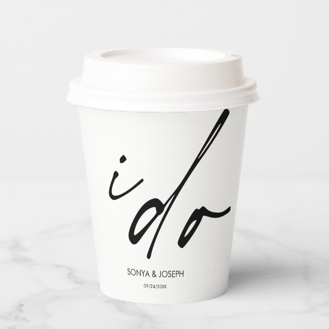 Wedding Day Elegant Script I Do Paper Cups (Front)
