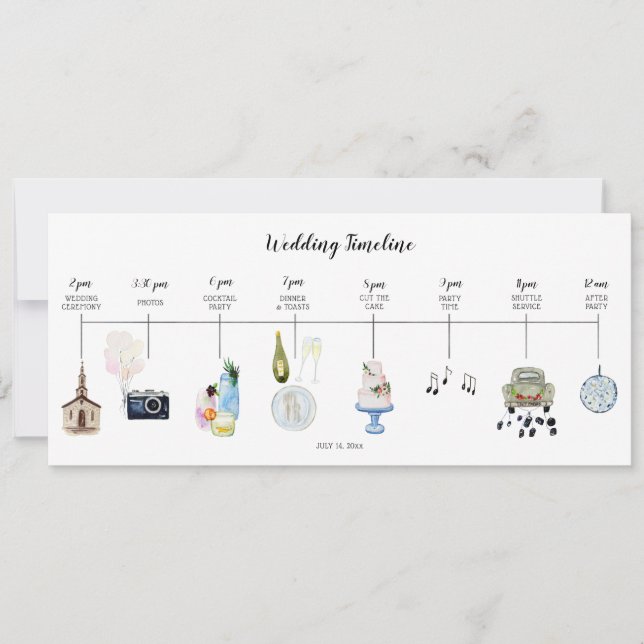 Wedding Day Event Timeline Program (Front)