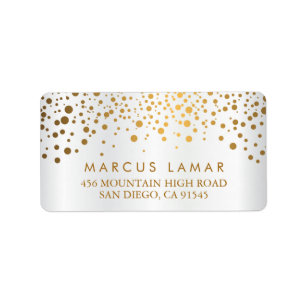 Wedding Day Gold Dots and Faux White Satin Label