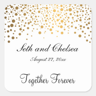 Wedding Day Gold Dots   Personalize Square Sticker