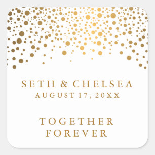 Wedding Day Gold Dots   Personalize Square Sticker