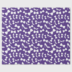 Wedding Day High Heels and Bow Tie Purple Seamless Wrapping Paper