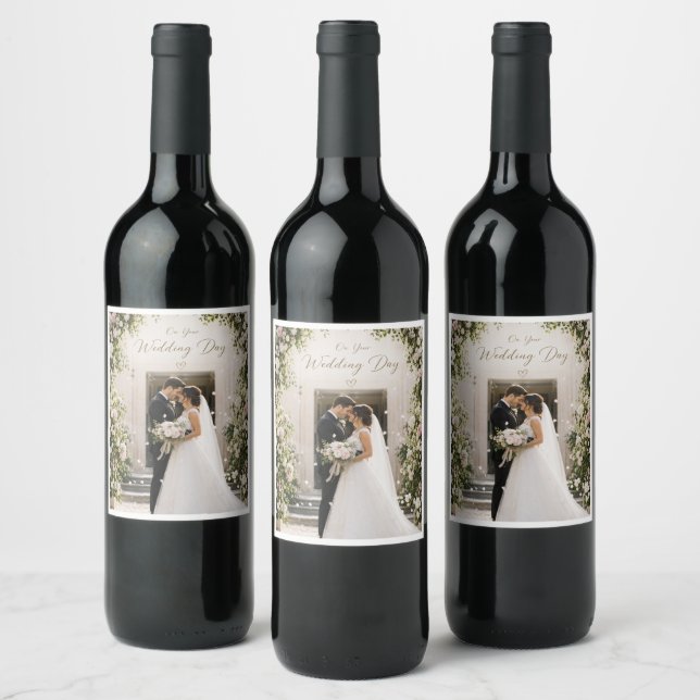 Wedding day labels for a bottle of wine (Bottles)