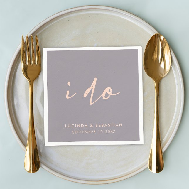 Wedding Day Modern Elegant Script I Do Grey Napkin (Creator Uploaded)