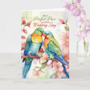 Wedding Day Pair of Love Bird Parrots Card