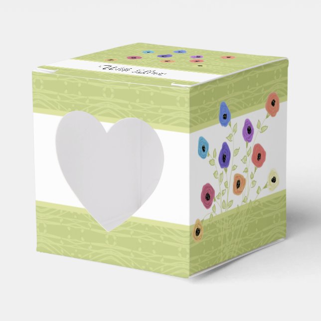 Wedding Day Personalized Flowered Guest Favor Box (Front Side)