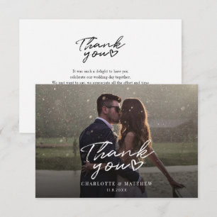 Wedding Day Photo Hand-Lettered Script Thank You Card