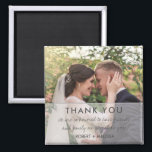 Wedding Day Photo Thank You Favour Magnet<br><div class="desc">Modern wedding thank you magnets with your favourite wedding day photograph,  your message and names.</div>